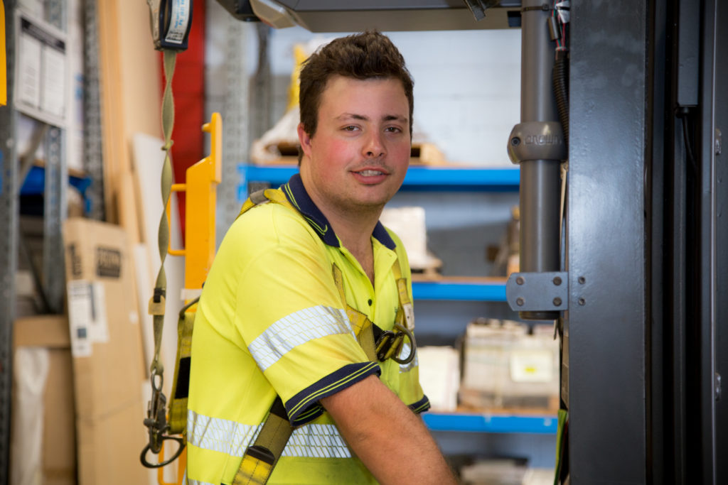 employee on forklift